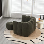 Fauteuil Poire en Tissu Bouclé avec Repose-pieds – Kaki Jaune / Café / Rouge Marron / Gris / Vert Olive, pour 1 à 2 Personnes