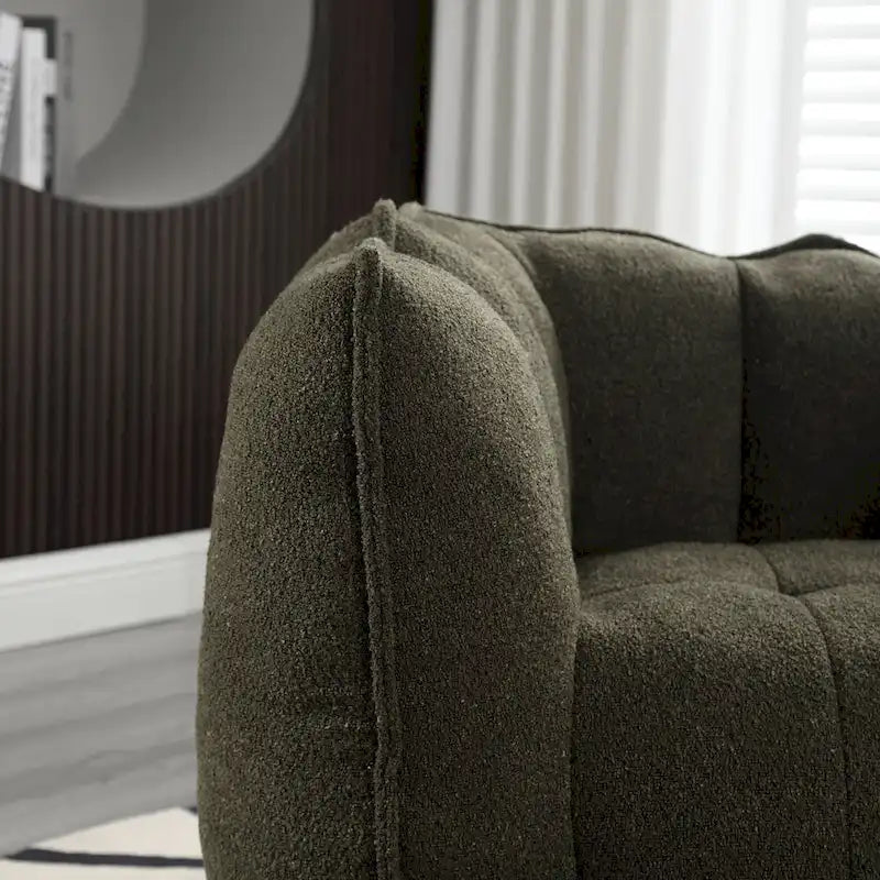 Fauteuil Poire en Tissu Bouclé avec Repose-pieds – Kaki Jaune / Café / Rouge Marron / Gris / Vert Olive, pour 1 à 2 Personnes