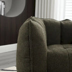 Fauteuil Poire en Tissu Bouclé avec Repose-pieds – Kaki Jaune / Café / Rouge Marron / Gris / Vert Olive, pour 1 à 2 Personnes