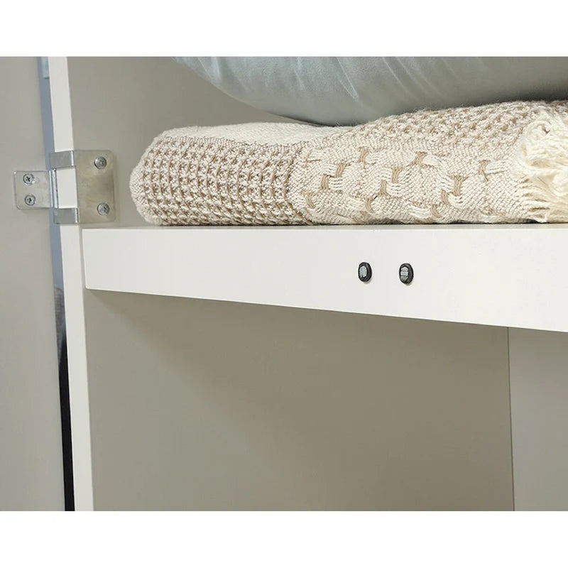 Meuble de rangement à 2 portes en bois blanc avec 4 étagères fixes pour 1