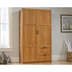 Armoire de rangement avec tringle et tiroirs en chêne blanc / chêne des Highlands / sycomore argenté pour 1 personne