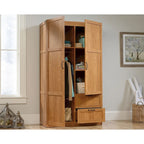 Armoire de rangement avec tringle et tiroirs en chêne blanc / chêne des Highlands / sycomore argenté pour 1 personne