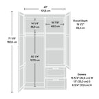 Armoire de rangement avec tringle et tiroirs en chêne blanc / chêne des Highlands / sycomore argenté pour 1 personne
