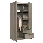 Armoire de rangement avec tringle et tiroirs en chêne blanc / chêne des Highlands / sycomore argenté pour 1 personne