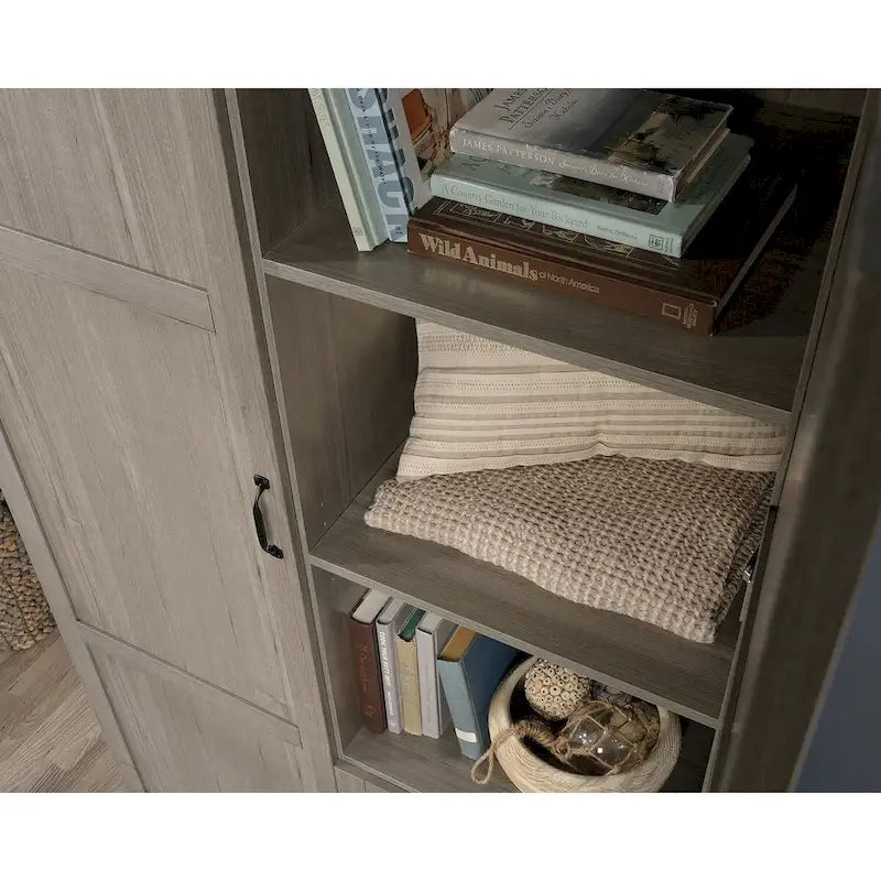 Armoire de rangement avec tringle et tiroirs en chêne blanc / chêne des Highlands / sycomore argenté pour 1 personne