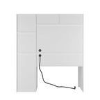 Bureau d'ordinateur blanc en MDF avec étagère, tiroirs, 3 prises CA et 2 ports USB pour 1 personne