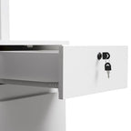 Bureau d'ordinateur blanc en MDF avec étagère, tiroirs, 3 prises CA et 2 ports USB pour 1 personne