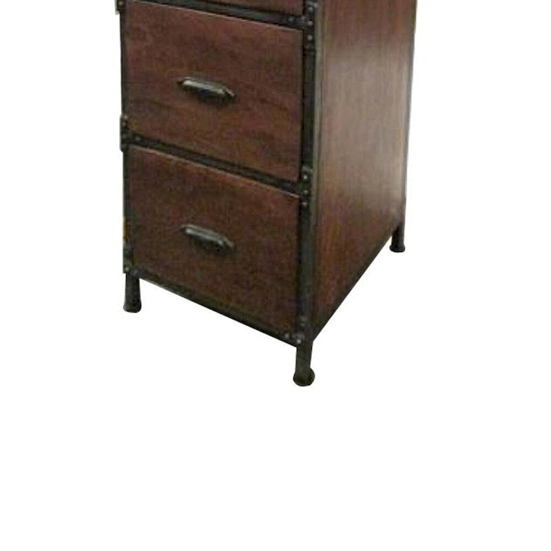 Meuble de classement latéral à 2 tiroirs, couleur noir antique et cerisier Hansen, avec glissières à billes pour 1