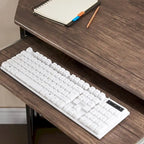 Bureau d'angle à 90° en MDF Noir / Marron antique / Blanc / Marron foncé / Marron clair / Doré avec tiroir-clavier et étagère pour 1