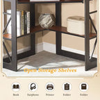 Bureau d'angle à 90° en MDF Noir / Marron antique / Blanc / Marron foncé / Marron clair / Doré avec tiroir-clavier et étagère pour 1