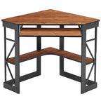 Bureau d'angle à 90° en MDF Noir / Marron antique / Blanc / Marron foncé / Marron clair / Doré avec tiroir-clavier et étagère pour 1