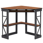 Bureau d'angle à 90° en MDF Noir / Marron antique / Blanc / Marron foncé / Marron clair / Doré avec tiroir-clavier et étagère pour 1