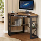 Bureau d'angle à 90° en MDF Noir / Marron antique / Blanc / Marron foncé / Marron clair / Doré avec tiroir-clavier et étagère pour 1