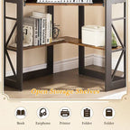 Bureau d'angle à 90° en MDF Noir / Marron antique / Blanc / Marron foncé / Marron clair / Doré avec tiroir-clavier et étagère pour 1