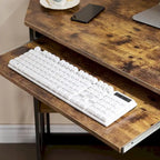Bureau d'angle à 90° en MDF Noir / Marron antique / Blanc / Marron foncé / Marron clair / Doré avec tiroir-clavier et étagère pour 1