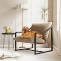 Fauteuil d'appoint inclinable en tissu Tesla marron/bleu, rempli de mousse, avec cadre en métal pour 1 personne