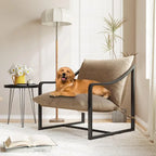 Fauteuil d'appoint inclinable en tissu Tesla marron/bleu, rempli de mousse, avec cadre en métal pour 1 personne