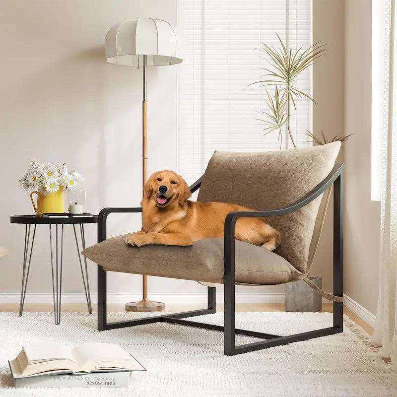 Fauteuil d'appoint inclinable en tissu Tesla marron/bleu, rempli de mousse, avec cadre en métal pour 1 personne