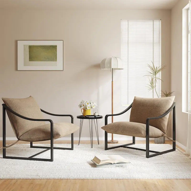 Fauteuil d'appoint inclinable en tissu Tesla marron/bleu, rempli de mousse, avec cadre en métal pour 1 personne