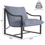 Fauteuil d'appoint inclinable en tissu Tesla marron/bleu, rempli de mousse, avec cadre en métal pour 1 personne