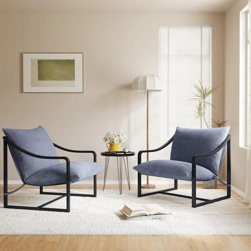 Fauteuil d'appoint inclinable en tissu Tesla marron/bleu, rempli de mousse, avec cadre en métal pour 1 personne