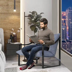 Fauteuil d'appoint inclinable en tissu Tesla marron/bleu, rempli de mousse, avec cadre en métal pour 1 personne