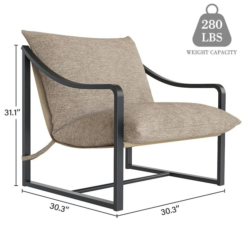 Fauteuil d'appoint inclinable en tissu Tesla marron/bleu, rempli de mousse, avec cadre en métal pour 1 personne