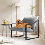 Fauteuil d'appoint inclinable en tissu Tesla marron/bleu, rempli de mousse, avec cadre en métal pour 1 personne
