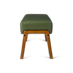 Banc de milieu de siècle en cuir synthétique vert avec pieds en bois d'hévéa pour 1 personne