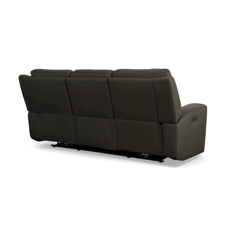 Canapé inclinable électrique en cuir pleine fleur, 3 places, anthracite/kaki