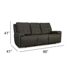 Canapé inclinable électrique en cuir pleine fleur, 3 places, anthracite/kaki
