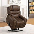 Fauteuil releveur électrique double moteur en similicuir noyer avec massage pour 1 personne