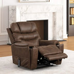 Fauteuil releveur électrique double moteur en similicuir noyer avec massage pour 1 personne