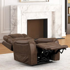 Fauteuil releveur électrique double moteur en similicuir noyer avec massage pour 1 personne