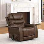 Fauteuil releveur électrique double moteur en similicuir noyer avec massage pour 1 personne