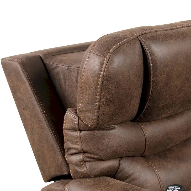 Fauteuil releveur électrique double moteur en similicuir noyer avec massage pour 1 personne