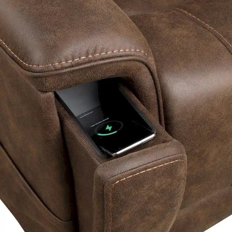 Fauteuil releveur électrique double moteur en similicuir noyer avec massage pour 1 personne
