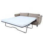 Canapé-lit rétractable rétro en tissu beige/gris avec matelas pliable pour 2 personnes