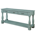 Console avec 3 tiroirs et une étagère – Bleu rétro / Bleu marine / Blanc antique / Marron / Espresso, Bois massif mi-siècle, 1-2 utilisateurs