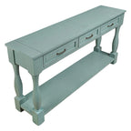 Console avec 3 tiroirs et une étagère – Bleu rétro / Bleu marine / Blanc antique / Marron / Espresso, Bois massif mi-siècle, 1-2 utilisateurs
