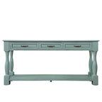 Console avec 3 tiroirs et une étagère – Bleu rétro / Bleu marine / Blanc antique / Marron / Espresso, Bois massif mi-siècle, 1-2 utilisateurs