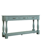 Console avec 3 tiroirs et une étagère – Bleu rétro / Bleu marine / Blanc antique / Marron / Espresso, Bois massif mi-siècle, 1-2 utilisateurs