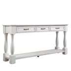 Console avec 3 tiroirs et une étagère – Bleu rétro / Bleu marine / Blanc antique / Marron / Espresso, Bois massif mi-siècle, 1-2 utilisateurs