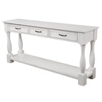 Console avec 3 tiroirs et une étagère – Bleu rétro / Bleu marine / Blanc antique / Marron / Espresso, Bois massif mi-siècle, 1-2 utilisateurs