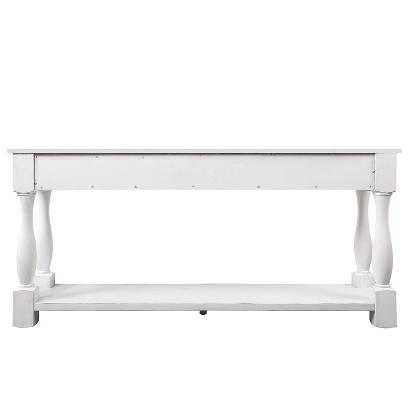 Console avec 3 tiroirs et une étagère – Bleu rétro / Bleu marine / Blanc antique / Marron / Espresso, Bois massif mi-siècle, 1-2 utilisateurs