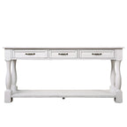 Console avec 3 tiroirs et une étagère – Bleu rétro / Bleu marine / Blanc antique / Marron / Espresso, Bois massif mi-siècle, 1-2 utilisateurs