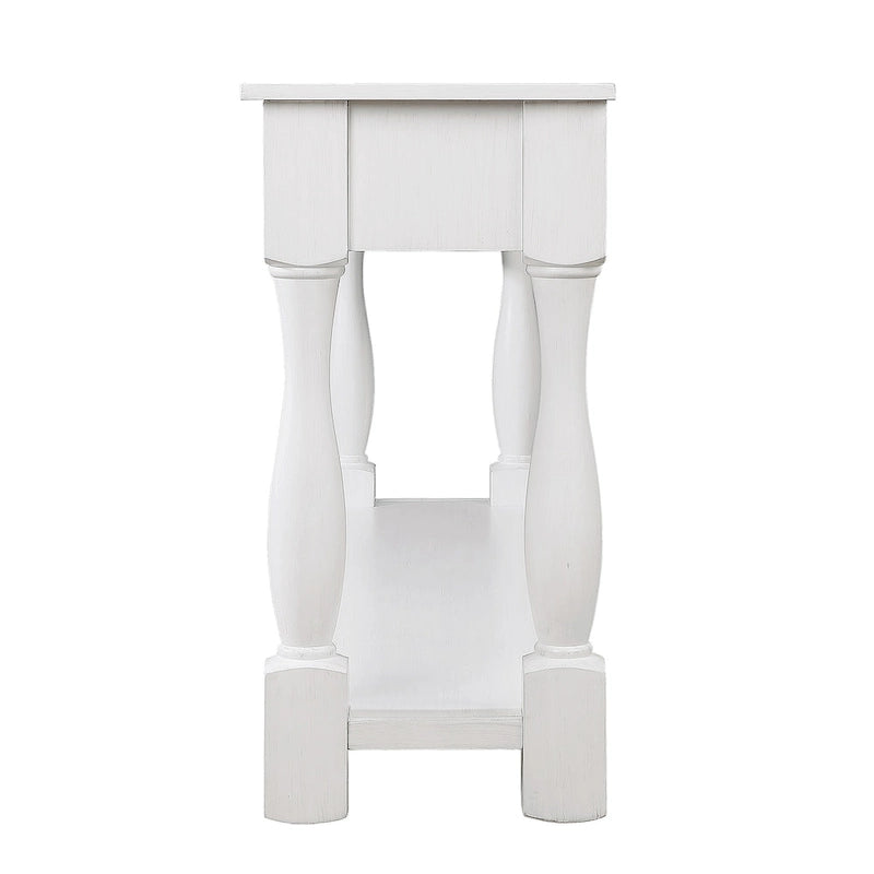 Console avec 3 tiroirs et une étagère – Bleu rétro / Bleu marine / Blanc antique / Marron / Espresso, Bois massif mi-siècle, 1-2 utilisateurs
