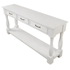 Console avec 3 tiroirs et une étagère – Bleu rétro / Bleu marine / Blanc antique / Marron / Espresso, Bois massif mi-siècle, 1-2 utilisateurs