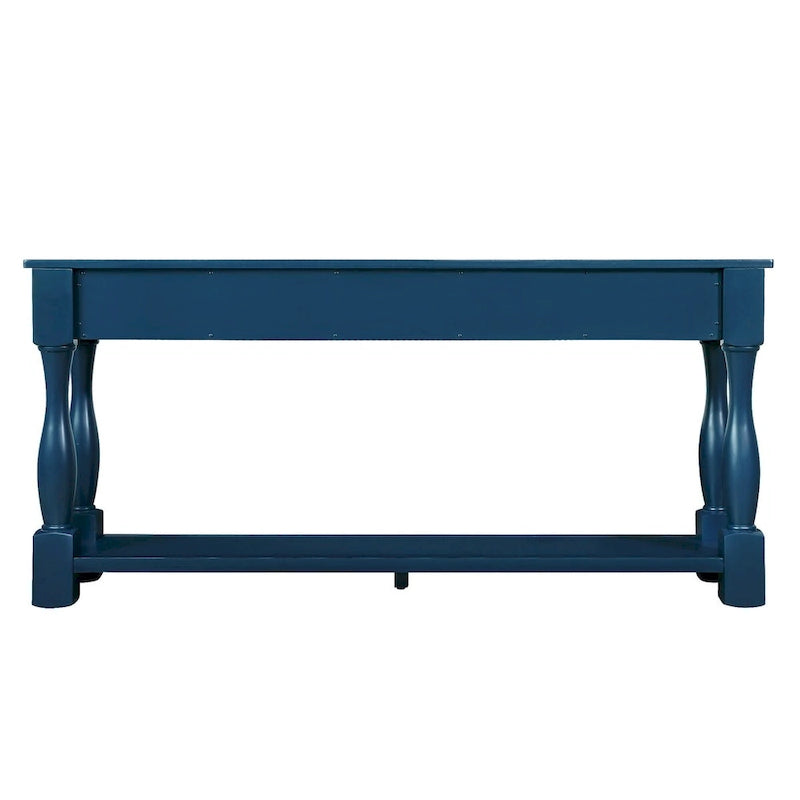 Console avec 3 tiroirs et une étagère – Bleu rétro / Bleu marine / Blanc antique / Marron / Espresso, Bois massif mi-siècle, 1-2 utilisateurs
