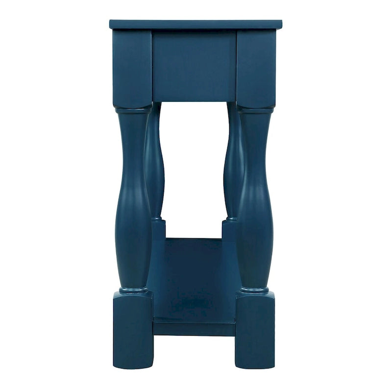 Console avec 3 tiroirs et une étagère – Bleu rétro / Bleu marine / Blanc antique / Marron / Espresso, Bois massif mi-siècle, 1-2 utilisateurs